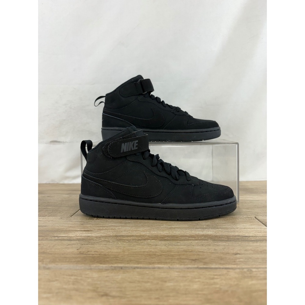 Nike Court Borough Mid 2 Triple Black Sneakers CW5867-001 Mens 5Y